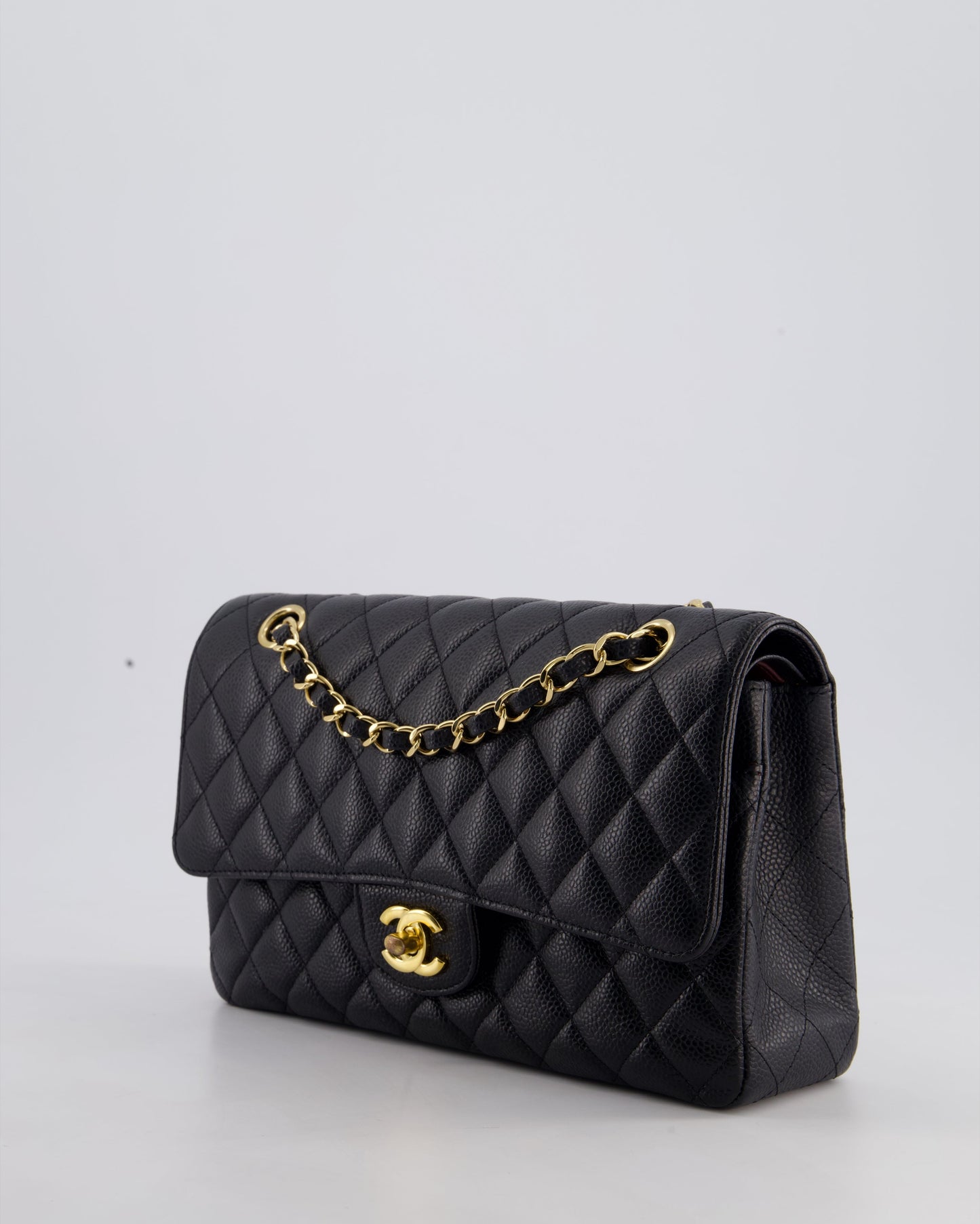 Chanel Medium Black Classic Double Flap Bag in Caviar Leather with Gold Hardware