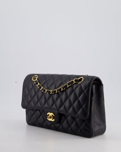 Chanel Medium Black Classic Double Flap Bag in Caviar Leather with Gold Hardware