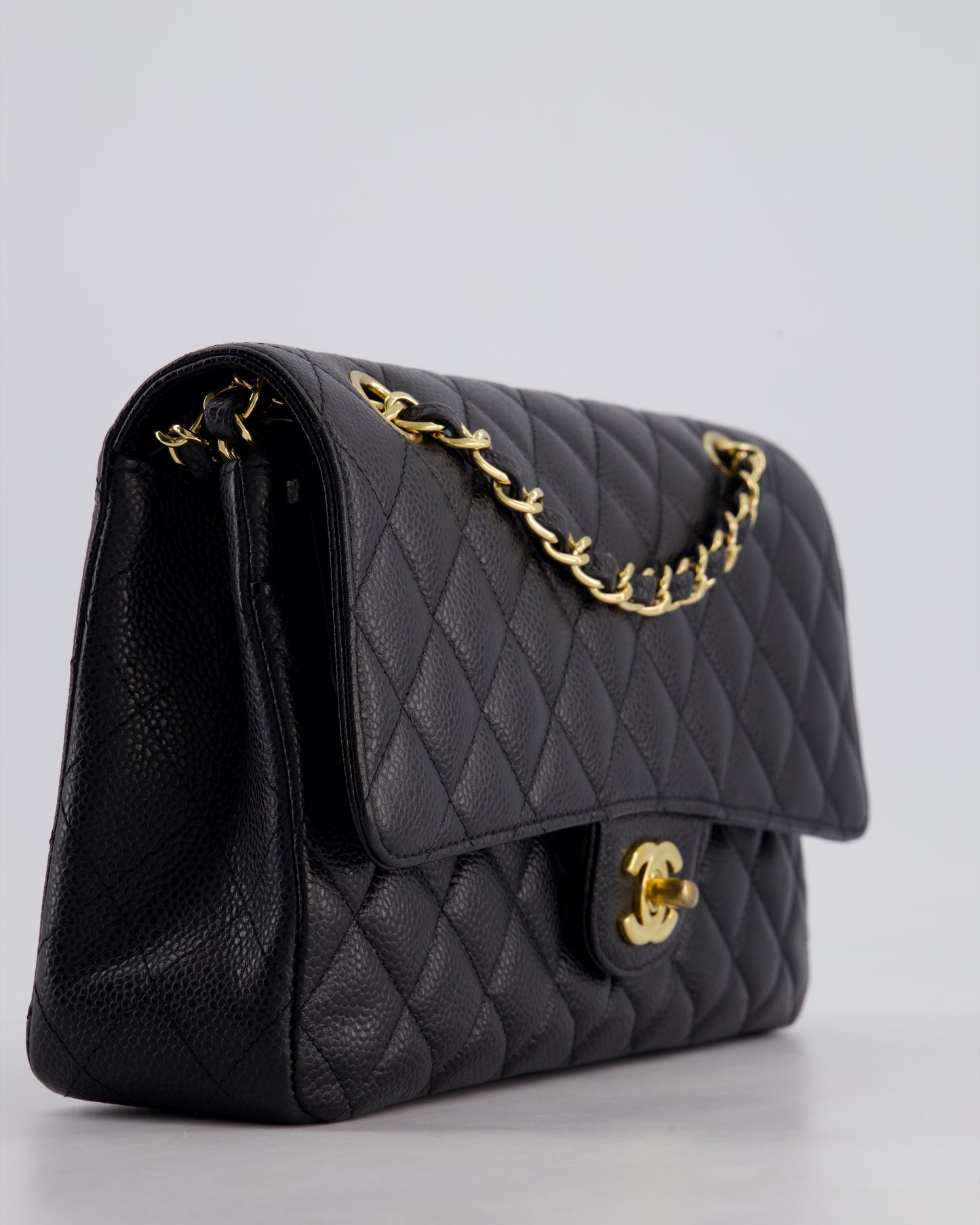 Chanel Medium Black Classic Double Flap Bag in Caviar Leather with Gold Hardware
