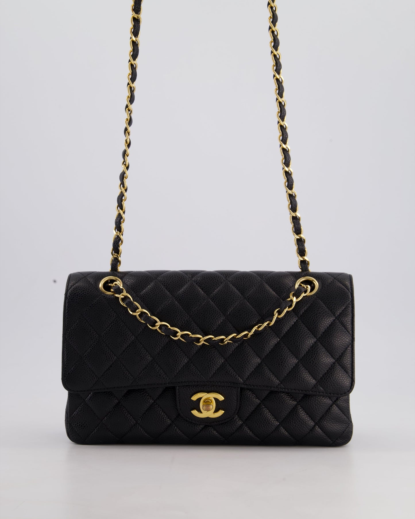 Chanel Medium Black Classic Double Flap Bag in Caviar Leather with Gold Hardware