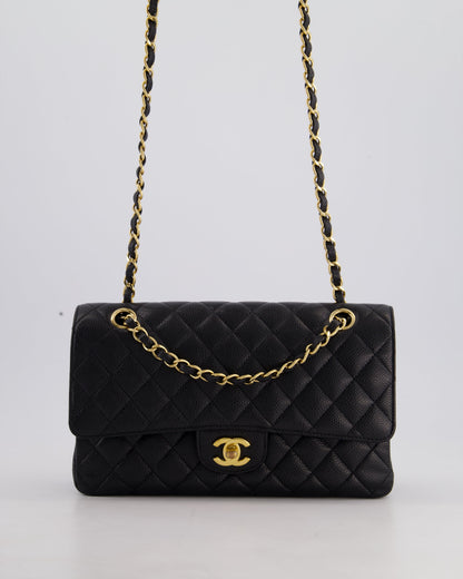 Chanel Medium Black Classic Double Flap Bag in Caviar Leather with Gold Hardware
