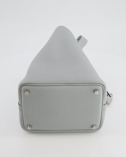 *RARE*  Hermes Picotin 18cm in Bleu Glacier Clemence Leather with Palladium Hardware