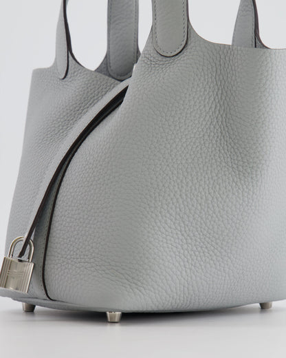 *RARE*  Hermes Picotin 18cm in Bleu Glacier Clemence Leather with Palladium Hardware