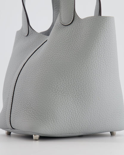 *RARE*  Hermes Picotin 18cm in Bleu Glacier Clemence Leather with Palladium Hardware