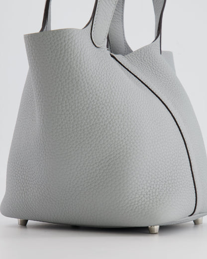 *RARE*  Hermes Picotin 18cm in Bleu Glacier Clemence Leather with Palladium Hardware