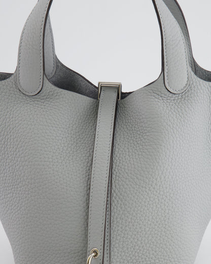 *RARE*  Hermes Picotin 18cm in Bleu Glacier Clemence Leather with Palladium Hardware