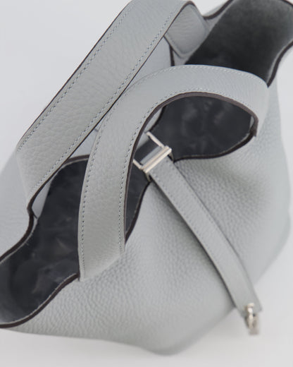 *RARE*  Hermes Picotin 18cm in Bleu Glacier Clemence Leather with Palladium Hardware