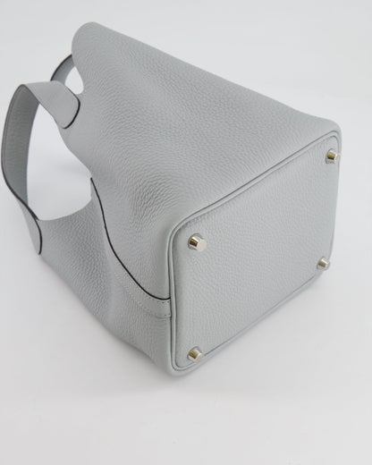 *RARE*  Hermes Picotin 18cm in Bleu Glacier Clemence Leather with Palladium Hardware