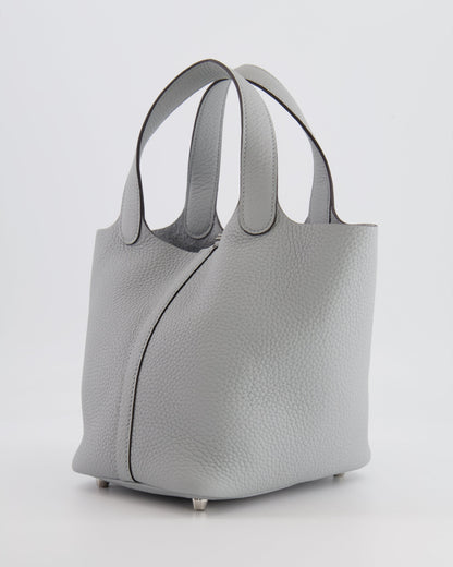 *RARE*  Hermes Picotin 18cm in Bleu Glacier Clemence Leather with Palladium Hardware