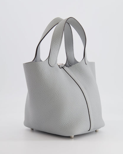 *RARE*  Hermes Picotin 18cm in Bleu Glacier Clemence Leather with Palladium Hardware