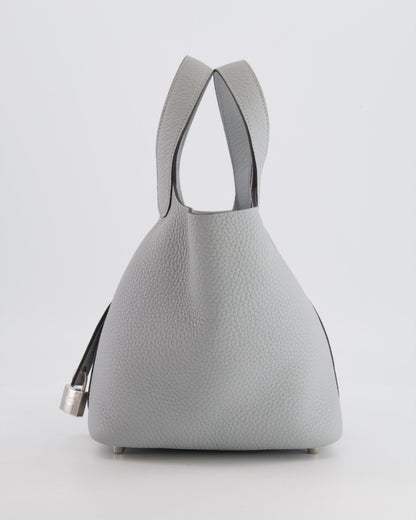 *RARE*  Hermes Picotin 18cm in Bleu Glacier Clemence Leather with Palladium Hardware