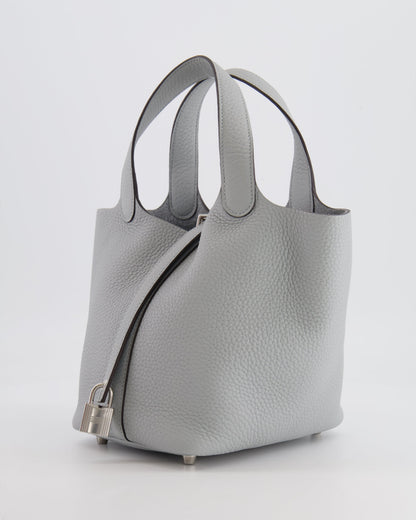 *RARE*  Hermes Picotin 18cm in Bleu Glacier Clemence Leather with Palladium Hardware