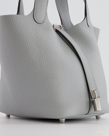 *RARE*  Hermes Picotin 18cm in Bleu Glacier Clemence Leather with Palladium Hardware