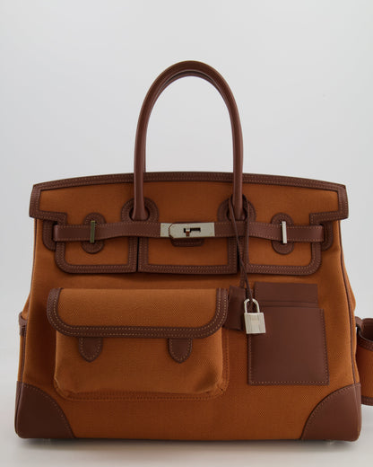 *RARE* Hermès Birkin Cargo 35cm Bag in Marron d'Inde Canvas and Swift Leather with Palladium Hardware