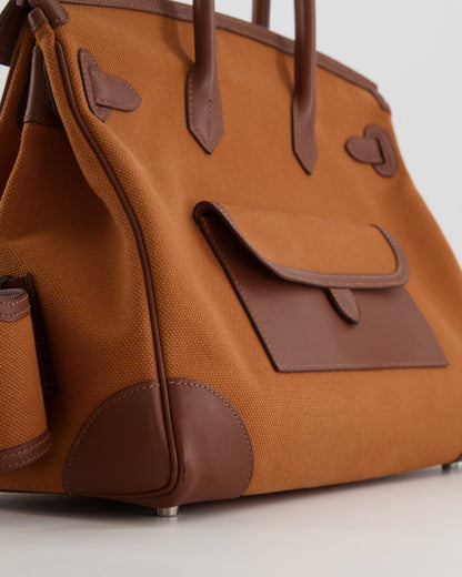*RARE* Hermès Birkin Cargo 35cm Bag in Marron d'Inde Canvas and Swift Leather with Palladium Hardware