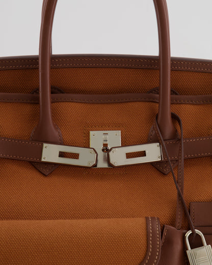 *RARE* Hermès Birkin Cargo 35cm Bag in Marron d'Inde Canvas and Swift Leather with Palladium Hardware