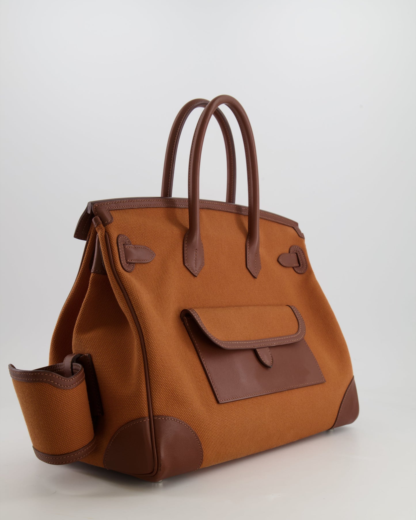 *RARE* Hermès Birkin Cargo 35cm Bag in Marron d'Inde Canvas and Swift Leather with Palladium Hardware