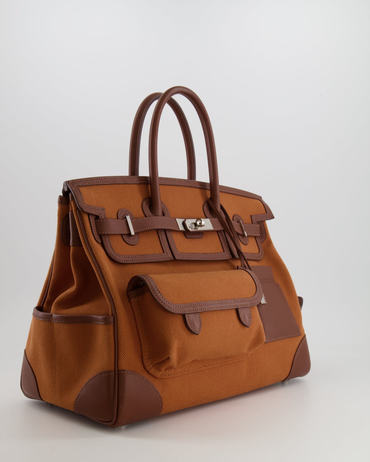 *RARE* Hermès Birkin Cargo 35cm Bag in Marron d'Inde Canvas and Swift Leather with Palladium Hardware