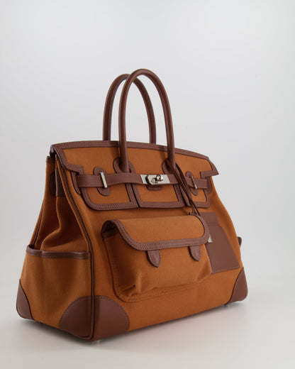 *RARE* Hermès Birkin Cargo 35cm Bag in Marron d'Inde Canvas and Swift Leather with Palladium Hardware