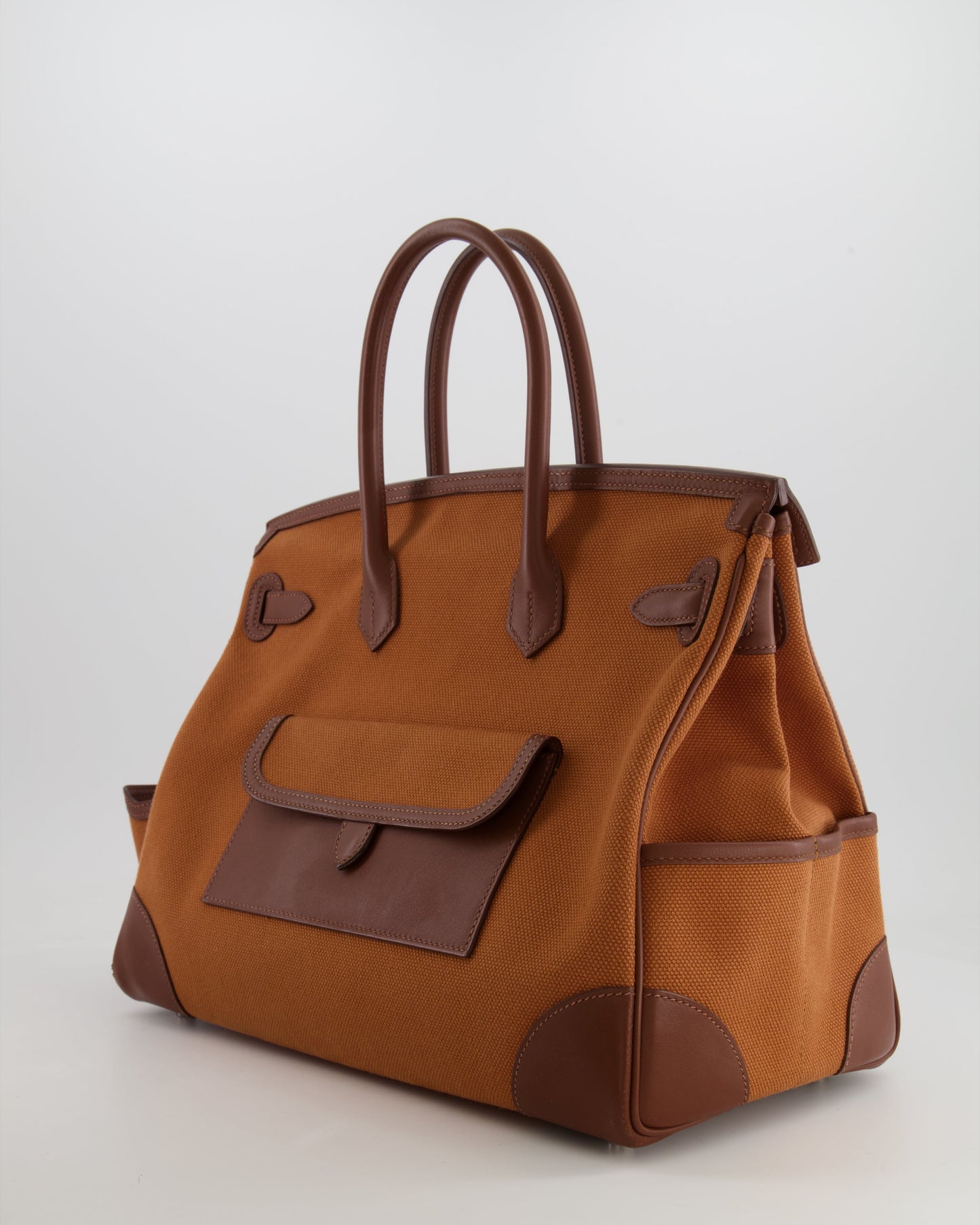 *RARE* Hermès Birkin Cargo 35cm Bag in Marron d'Inde Canvas and Swift Leather with Palladium Hardware