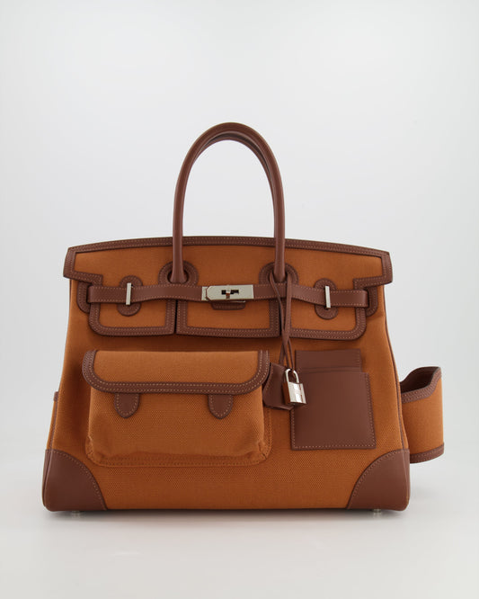 *RARE* Hermès Birkin Cargo 35cm Bag in Marron d'Inde Canvas and Swift Leather with Palladium Hardware
