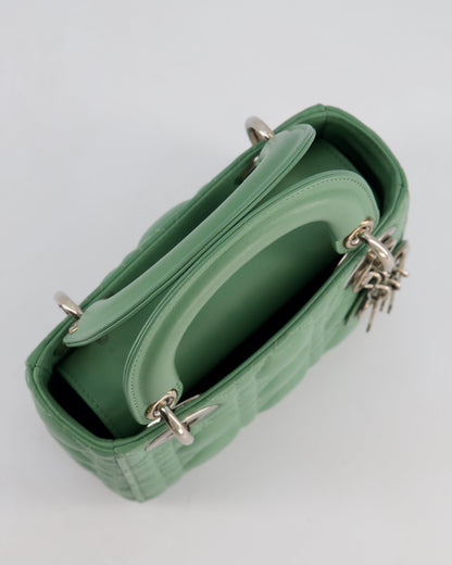 Christian Dior Mini Lady Dior Bag in Pistachio Green Lambskin Leather with Silver Hardware