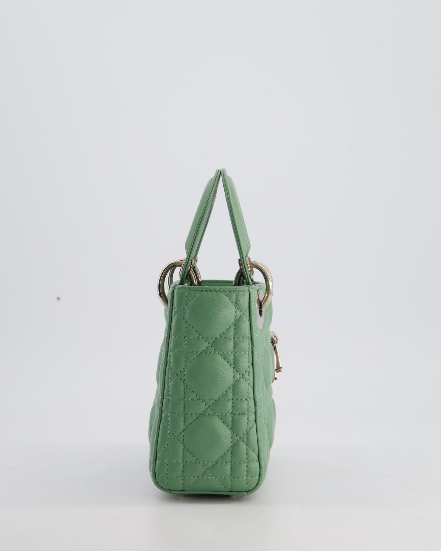 Christian Dior Mini Lady Dior Bag in Pistachio Green Lambskin Leather with Silver Hardware