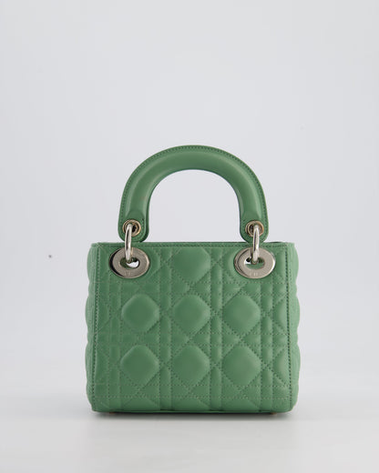 Christian Dior Mini Lady Dior Bag in Pistachio Green Lambskin Leather with Silver Hardware