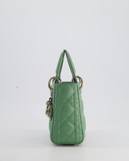 Christian Dior Mini Lady Dior Bag in Pistachio Green Lambskin Leather with Silver Hardware