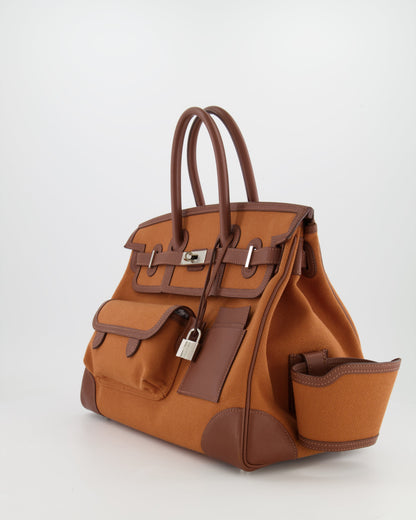 *RARE* Hermès Birkin Cargo 35cm Bag in Marron d'Inde Canvas and Swift Leather with Palladium Hardware