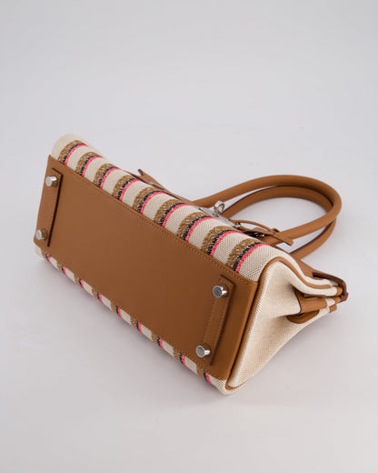 *SUPER HOT & NEW RELEASE* Hermès Birkin Shoulder Light 29cm Bag in Ecru, Beige, Rose Pop, Noir Broderie Couverture Rayure Toile H Canvas & Fauve Swift Leather with Palladium Hardware