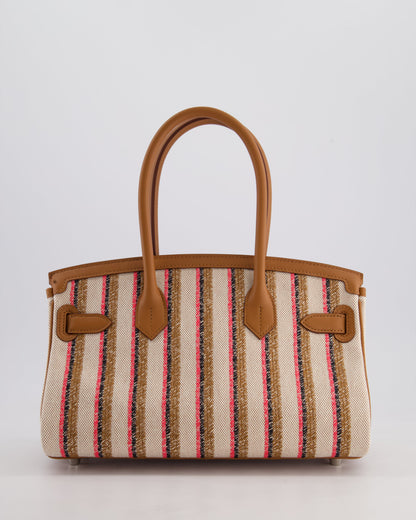 *SUPER HOT & NEW RELEASE* Hermès Birkin Shoulder Light 29cm Bag in Ecru, Beige, Rose Pop, Noir Broderie Couverture Rayure Toile H Canvas & Fauve Swift Leather with Palladium Hardware