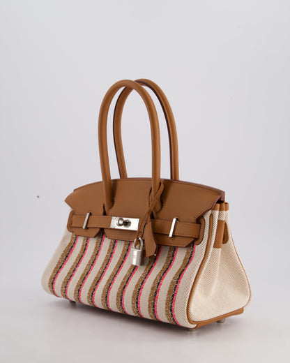 *SUPER HOT & NEW RELEASE* Hermès Birkin Shoulder Light 29cm Bag in Ecru, Beige, Rose Pop, Noir Broderie Couverture Rayure Toile H Canvas & Fauve Swift Leather with Palladium Hardware
