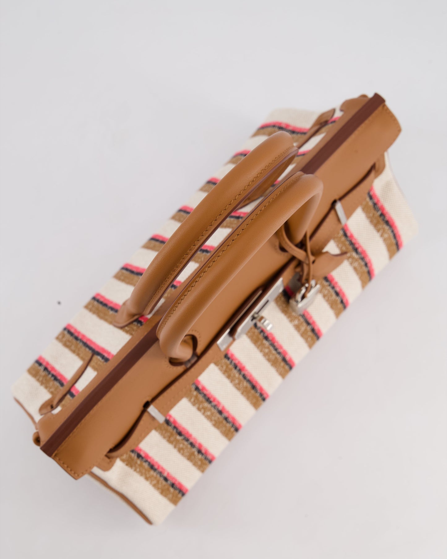 *SUPER HOT & NEW RELEASE* Hermès Birkin Shoulder Light 29cm Bag in Ecru, Beige, Rose Pop, Noir Broderie Couverture Rayure Toile H Canvas & Fauve Swift Leather with Palladium Hardware