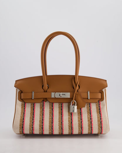 *SUPER HOT & NEW RELEASE* Hermès Birkin Shoulder Light 29cm Bag in Ecru, Beige, Rose Pop, Noir Broderie Couverture Rayure Toile H Canvas & Fauve Swift Leather with Palladium Hardware