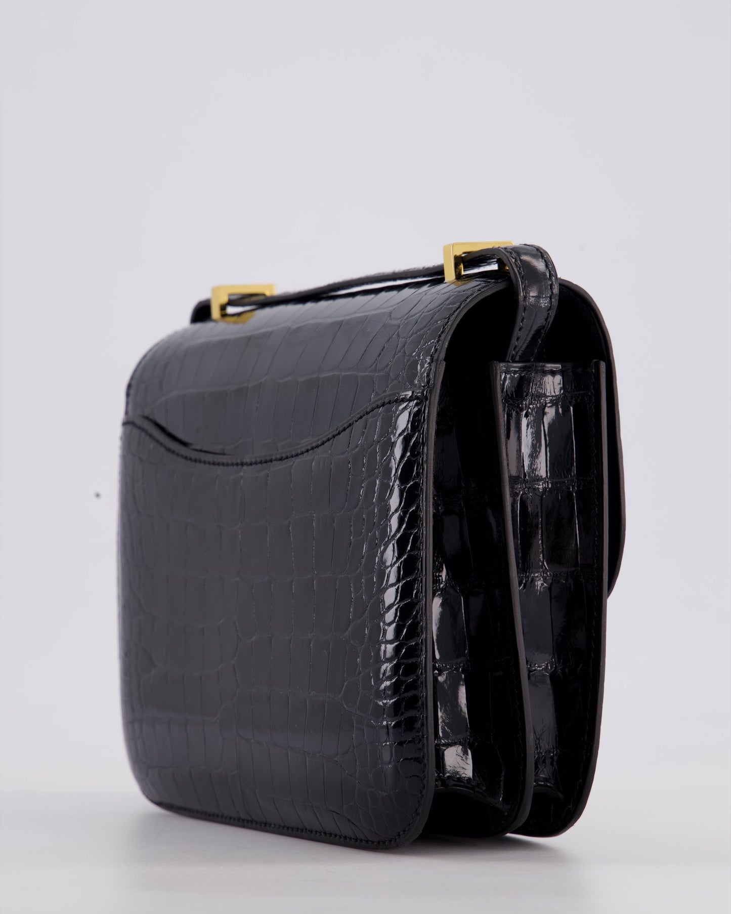 *STORE FRESH* Hermès Mini Constance 18cm Bag in Noir Shiny Alligator Mississippiensis Leather with Gold Hardware