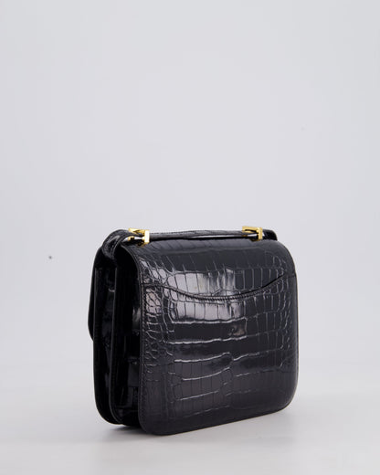 *STORE FRESH* Hermès Mini Constance 18cm Bag in Noir Shiny Alligator Mississippiensis Leather with Gold Hardware