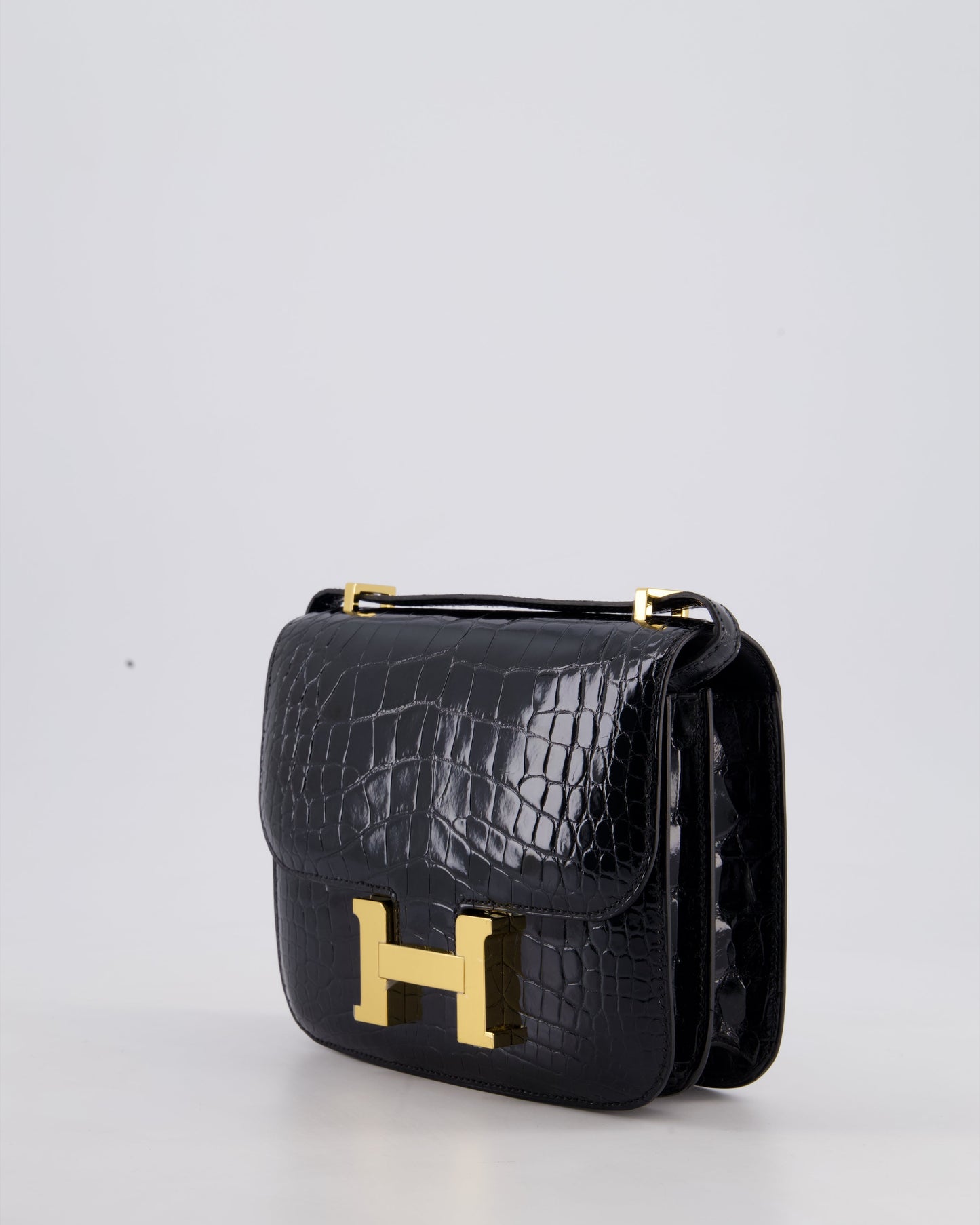 *STORE FRESH* Hermès Mini Constance 18cm Bag in Noir Shiny Alligator Mississippiensis Leather with Gold Hardware