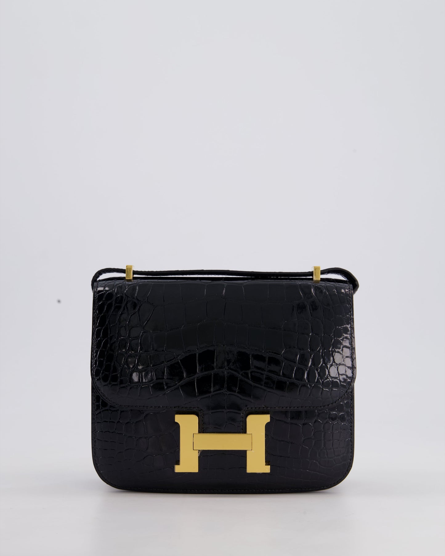 *STORE FRESH* Hermès Mini Constance 18cm Bag in Noir Shiny Alligator Mississippiensis Leather with Gold Hardware