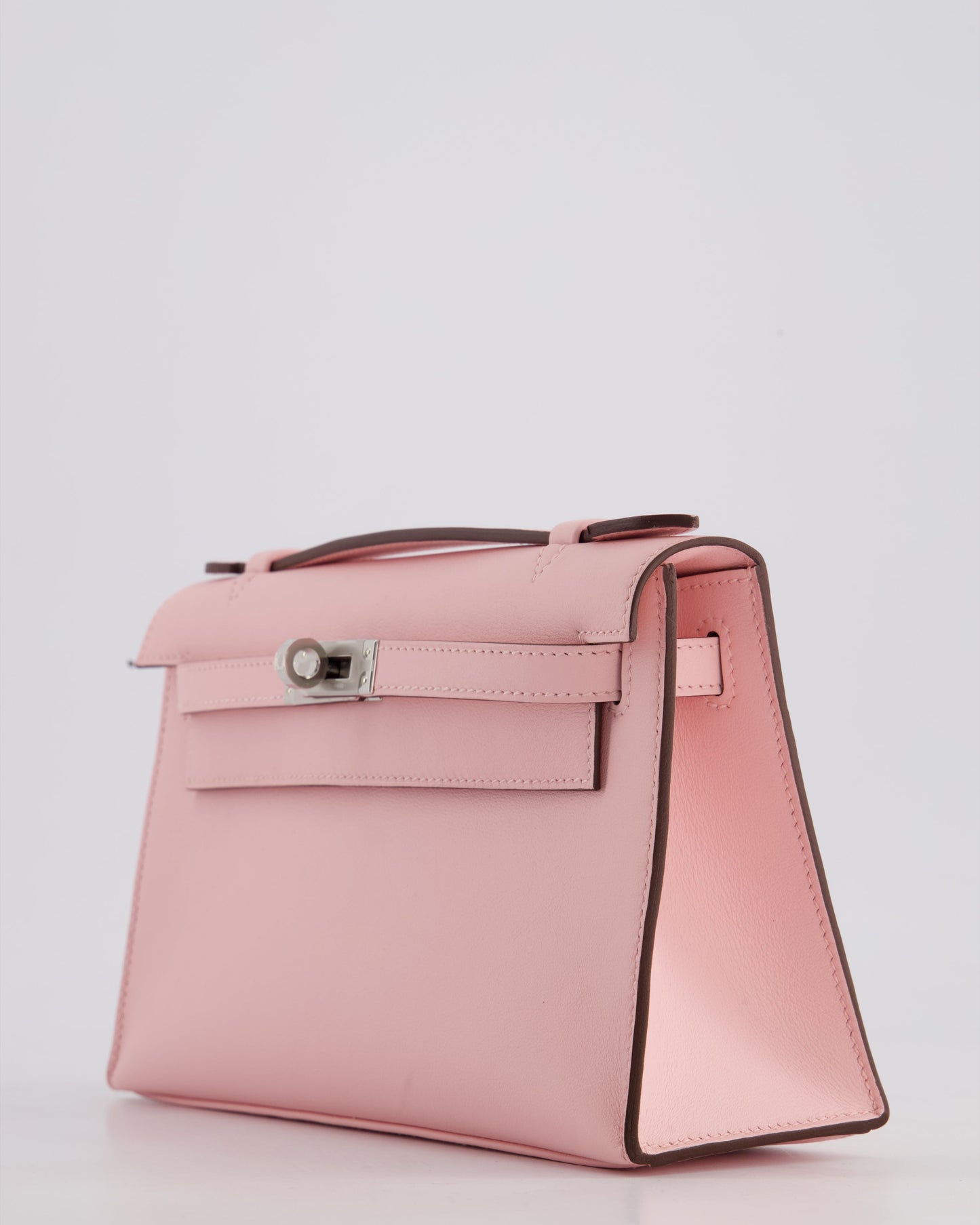 *HOT COLOUR* Hermès Mini Kelly Pochette Bag in Rose Sakura Swift Leather with Palladium Hardware