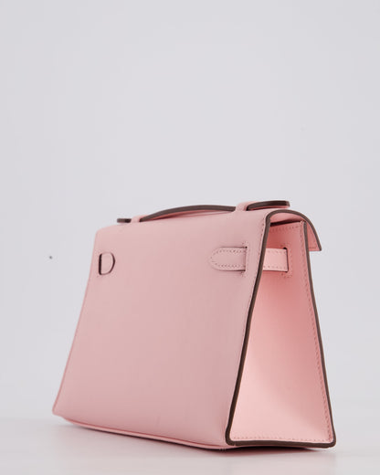 *HOT COLOUR* Hermès Mini Kelly Pochette Bag in Rose Sakura Swift Leather with Palladium Hardware