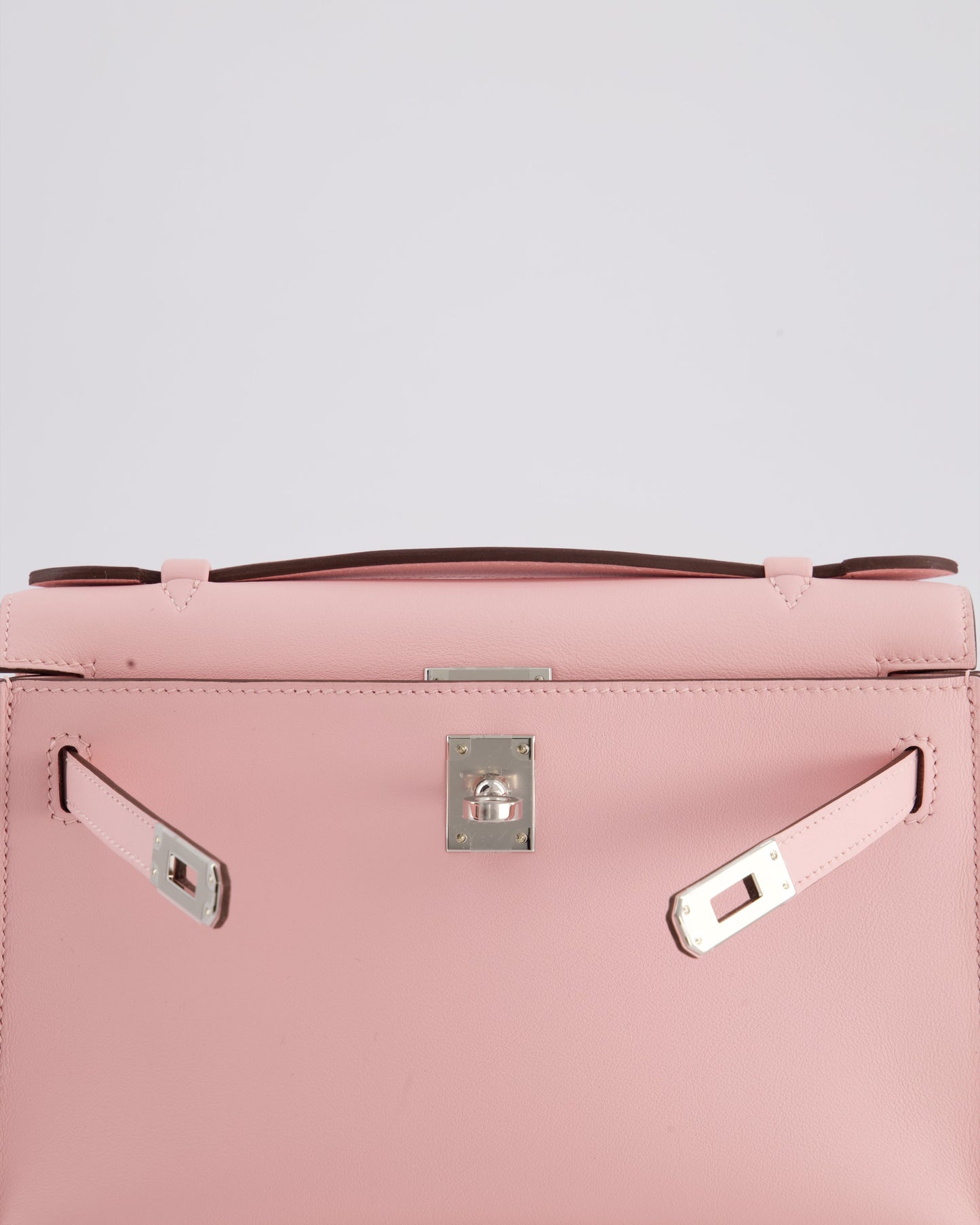 *HOT COLOUR* Hermès Mini Kelly Pochette Bag in Rose Sakura Swift Leather with Palladium Hardware