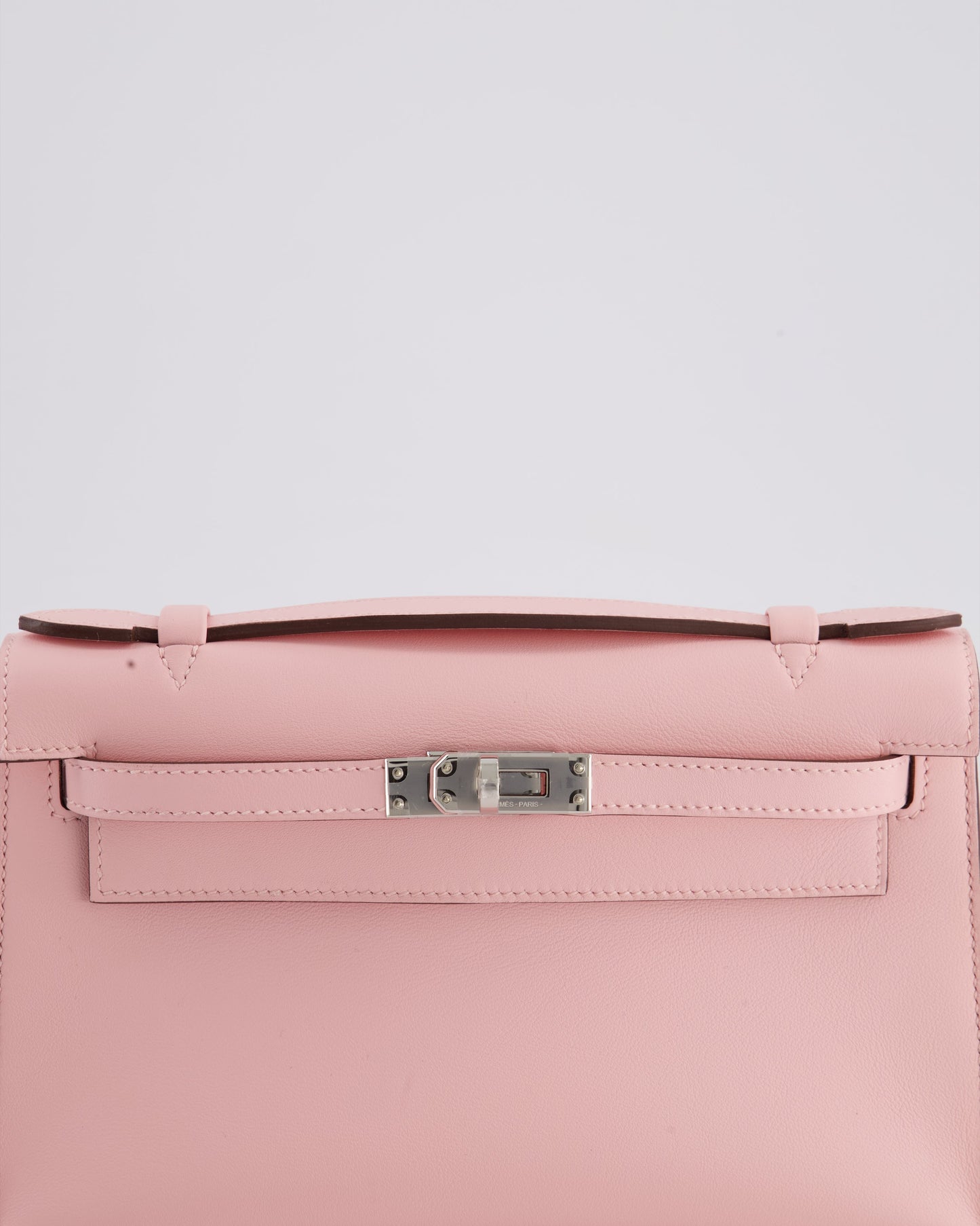 *HOT COLOUR* Hermès Mini Kelly Pochette Bag in Rose Sakura Swift Leather with Palladium Hardware