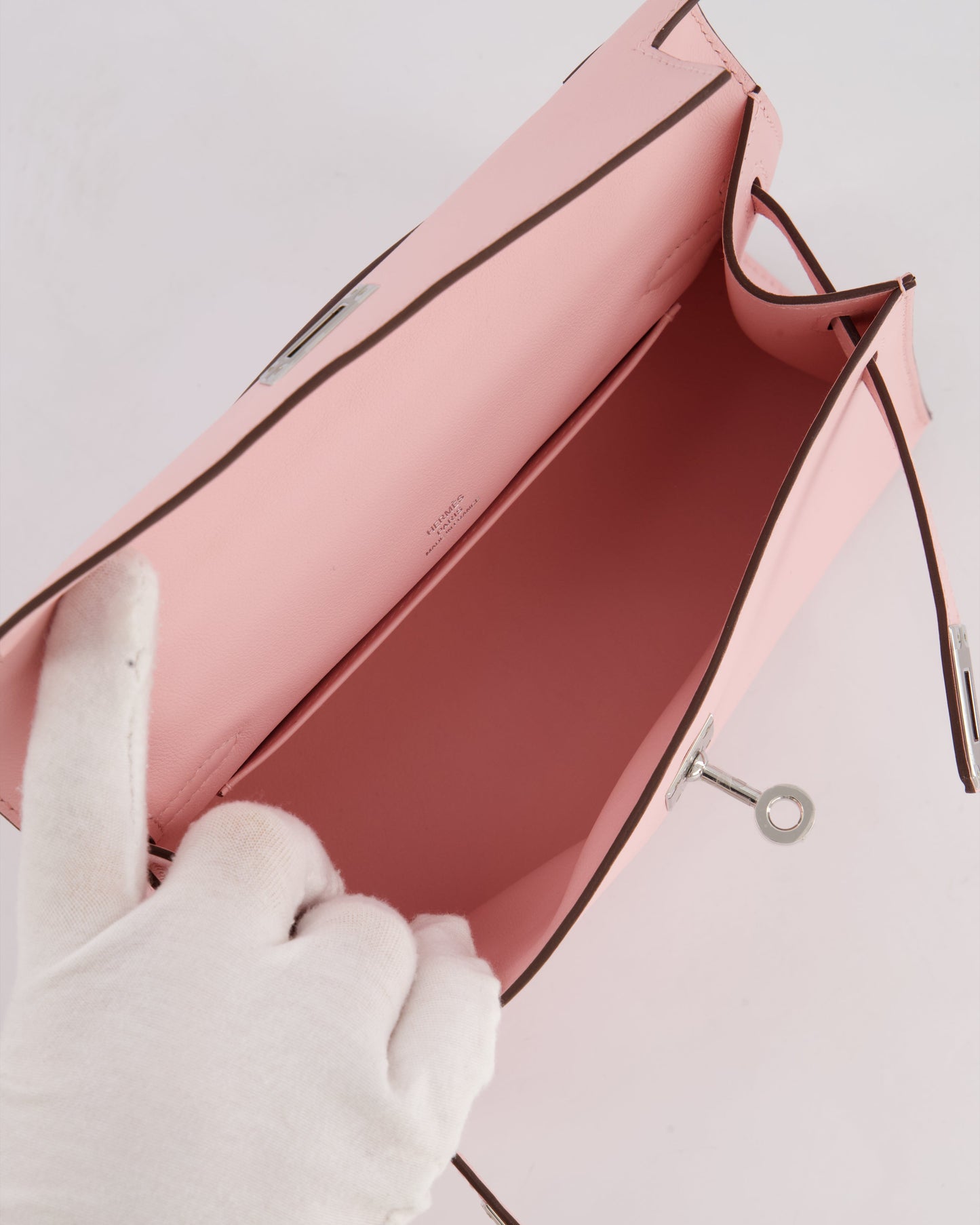 *HOT COLOUR* Hermès Mini Kelly Pochette Bag in Rose Sakura Swift Leather with Palladium Hardware