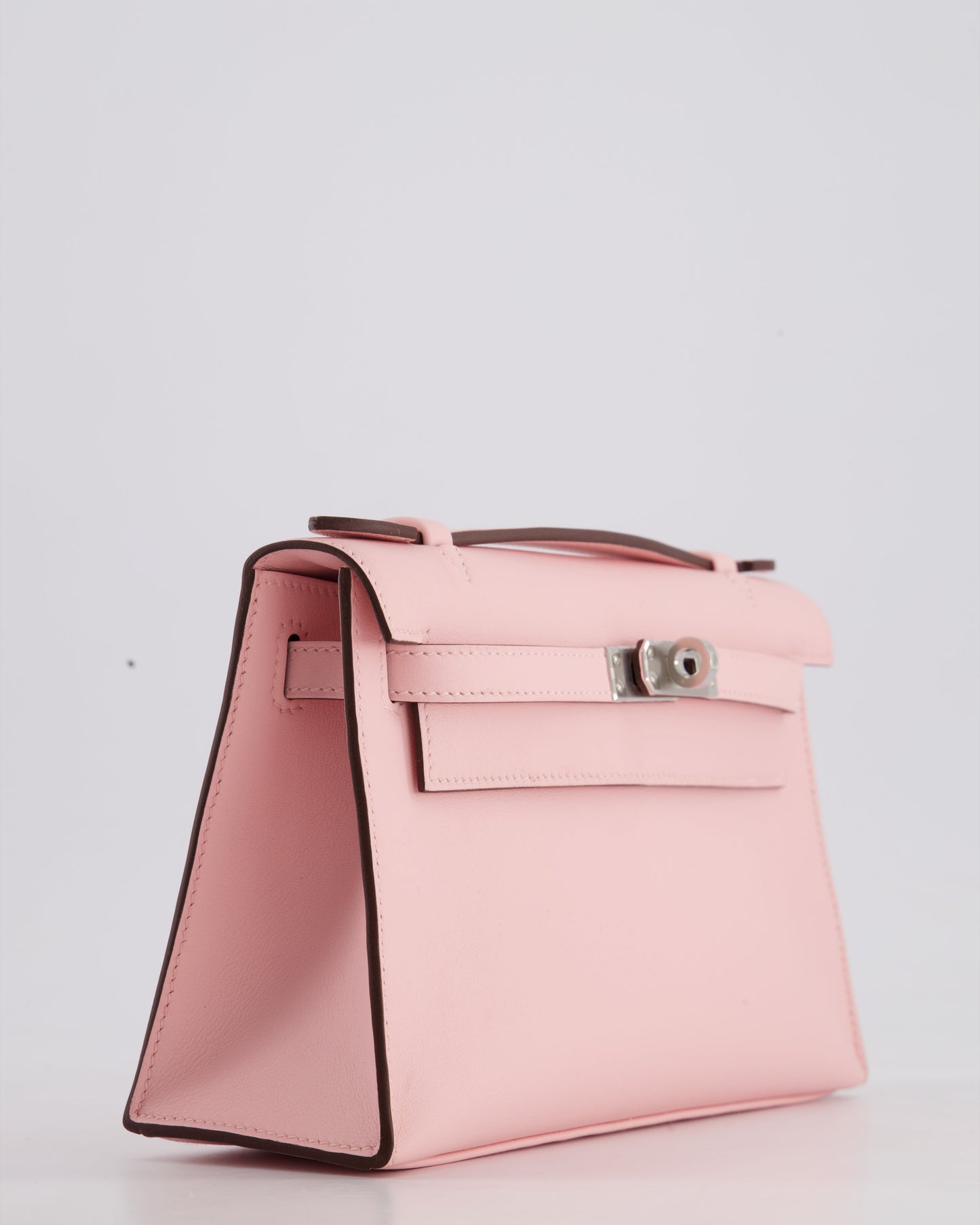*HOT COLOUR* Hermès Mini Kelly Pochette Bag in Rose Sakura Swift Leather with Palladium Hardware