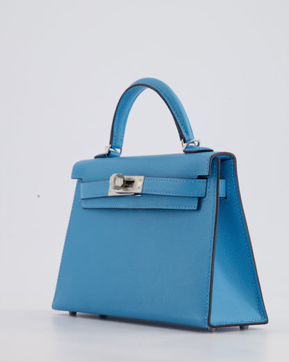 *HOT* Hermès Mini Kelly II 20cm in Bleu Du Nord Madame Leather with Palladium Hardware