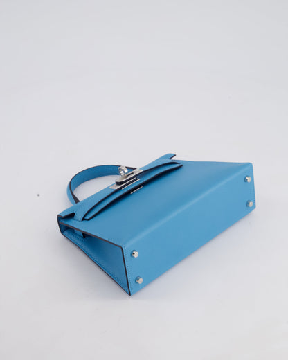 *HOT* Hermès Mini Kelly II 20cm in Bleu Du Nord Madame Leather with Palladium Hardware