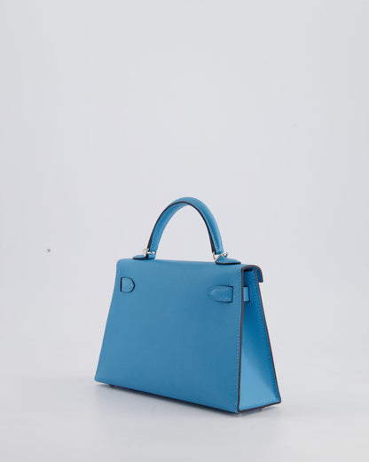 *HOT* Hermès Mini Kelly II 20cm in Bleu Du Nord Madame Leather with Palladium Hardware