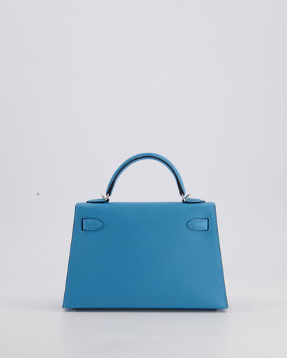 *HOT* Hermès Mini Kelly II 20cm in Bleu Du Nord Madame Leather with Palladium Hardware