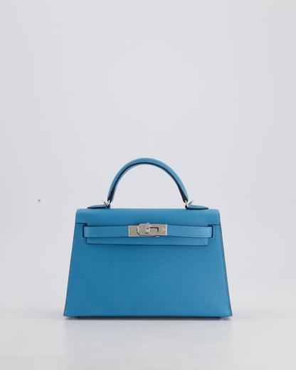 *HOT* Hermès Mini Kelly II 20cm in Bleu Du Nord Madame Leather with Palladium Hardware